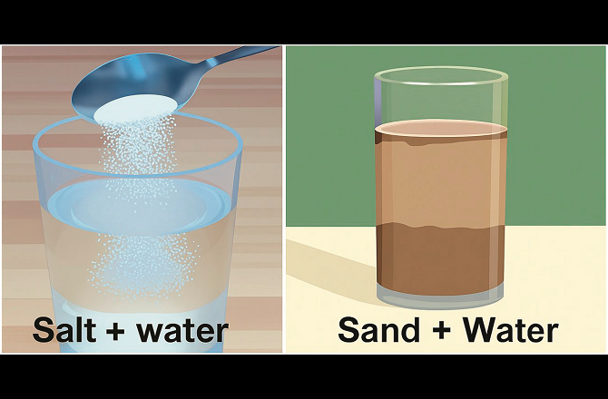  نمک پانی میں حل ہو جاتا ہے، ریت نہیں، کیوں؟