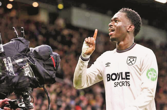 ویسٹ ہیم کیلئے ماگاسا نے گول کیا، مانچسٹر یونائیٹڈ سے میچ  ڈرا