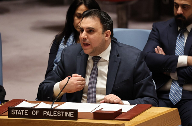فلسطینیوں کو’’فلسطینی ہونے کیلئے قتل‘‘ کیا جارہا ہے: یو این میں فلسطینی سفیر