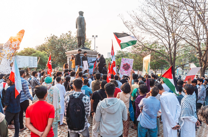 فریڈم پارک میں شہریوں کا اعلان، ’’بنگلور فلسطین کے ساتھ کھڑا رہے گا‘‘