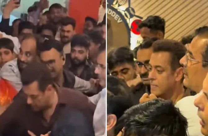 سلمان خان ہجوم میں  پھنس گئے، غصے میں ایک شخص کو دھکا دے دیا