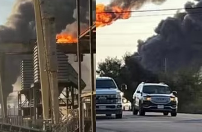 امریکہ :ویلرو کے پورٹ آرتھر ریفائنری میں زبردست دھماکہ 