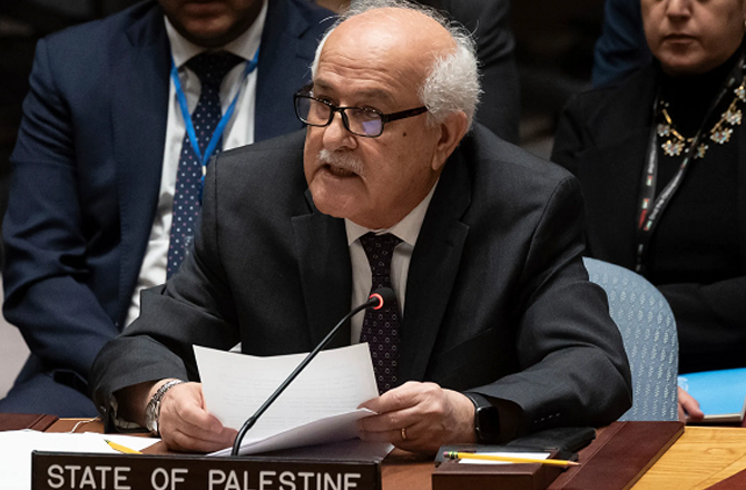فلسطین کو مٹایا یا نظرانداز نہیں کیا جاسکتا: اقوام متحدہ میں فلسطینی سفیر منصور