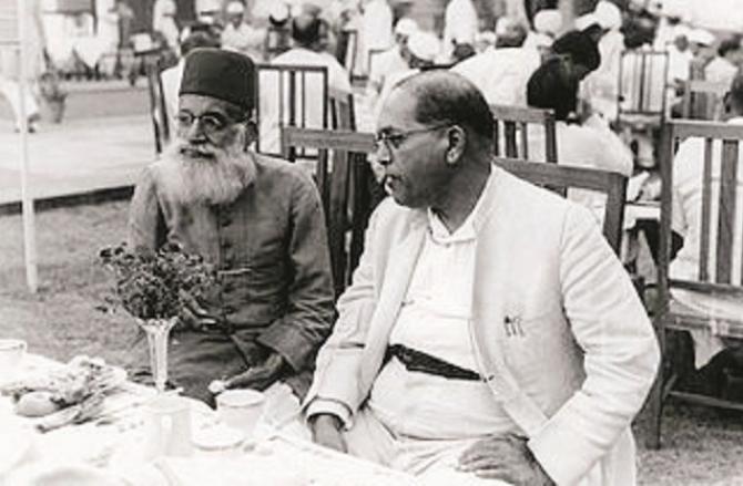 Maulana Hasrat Mohani and Dr. Ambedkar. Photo: INN