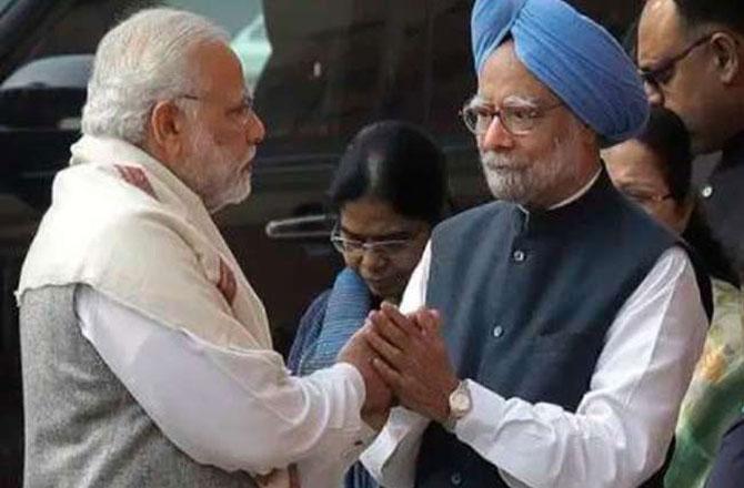 Manmohan Singh and Narendra Modi - Pic : INN