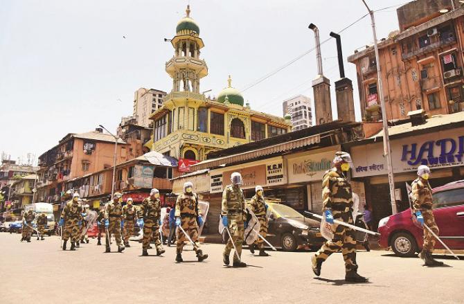 CISF men march in the Dotanki area. Photo: Inquilab