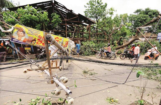 A scene of devastation from the storm. Photo: PTI