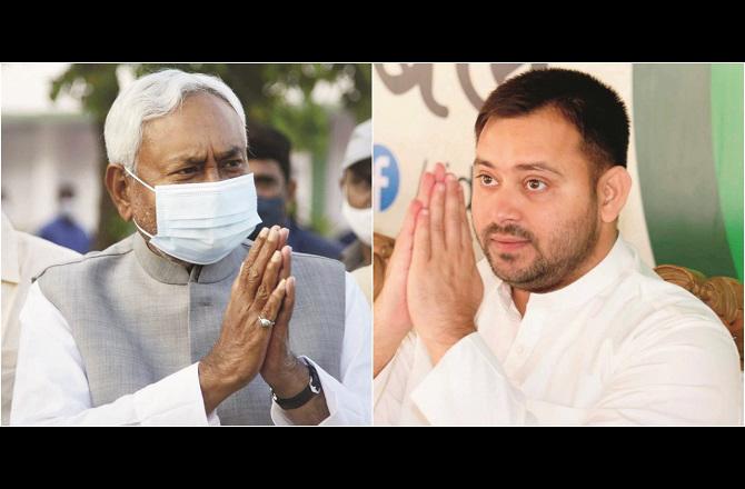 Tejaswi yadav and Nitish Kumar. Photo: INN