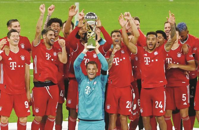 Bayern Munich Players Can Be Seen Happy With The Trophy .Picture: PTI