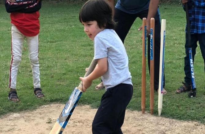 Taimur Ali Khan playing cricket.Picture:INN