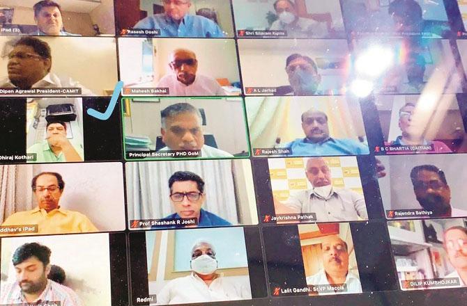  Photo of the meeting between Chief Minister Uddhav Thackeray and businessmen through video conferencing.Picture:INN