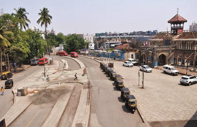 View outside Bandra station during the lockdown on Sunday.Picture:PTI