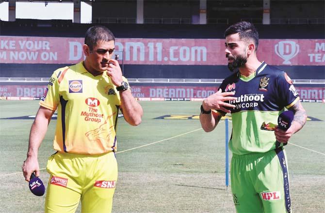 Royal Challengers Bangalore skipper Virat Kohli and Chennai Super Kings skipper MS Dhoni.Picture:Midday