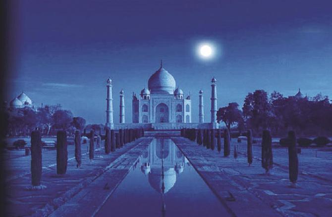 A view of the Taj Mahal on a moonlit night.Picture:INN