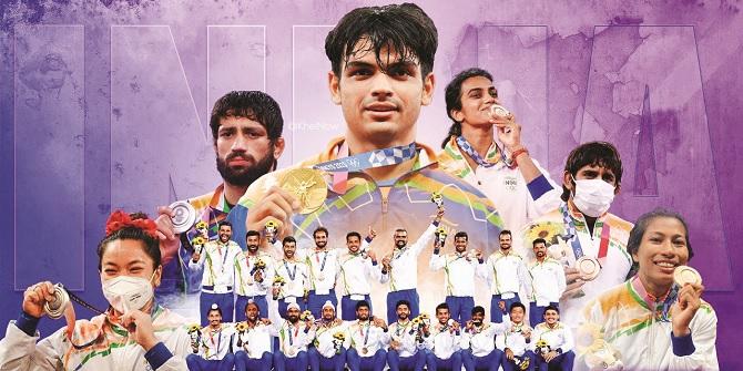 Individual medalists at the Tokyo Olympics and players of the Indian hockey team..Picture:INN