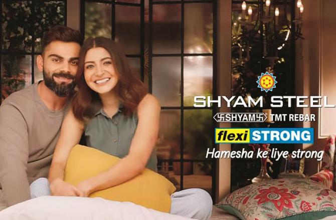 Anushka Sharma and Virat Kohli can be seen together in the advertisement of `Shyam Steel`.Picture :INN