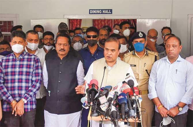 Assam Chief Minister Himanta Biswa Sarma addresses media