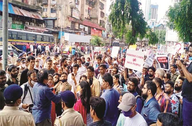 A large number of people participated in the protest held at Kotwal Maidan in Dadar.Picture:PTI