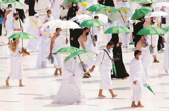 In the picture below, pilgrims can be seen circumambulating the Kaaba. Picture: PTI