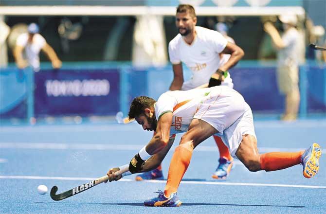 The Indian hockey player can be seen in action against New Zealand.Picture:PTI