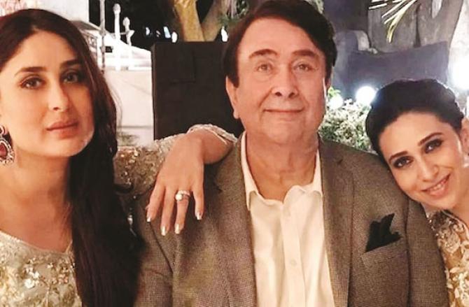 Randhir Kapoor with his two daughters Kareena and Karisma.Picture:INN