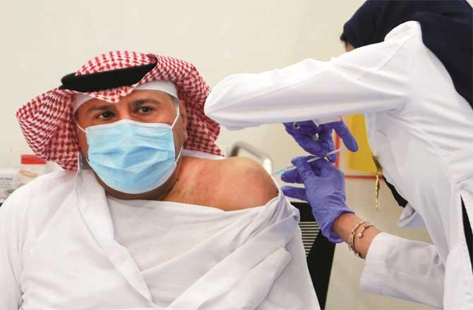 The first vaccination after the United States was launched in Saudi Arabia.Picture:PTI