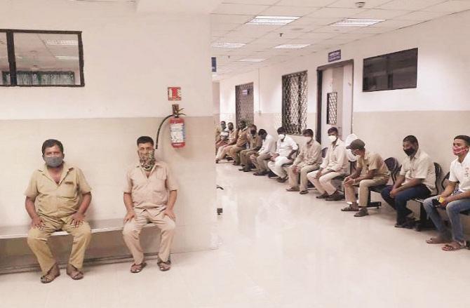  View of the vaccination camp for autorickshaw and taxi drivers in.Picture:INN