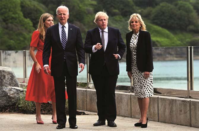 Wife of Jill Biden, Prime Minister of the United Kingdom Boris Johnson, President of the United States Joe Biden and Boris Johnson.Picture:PTI