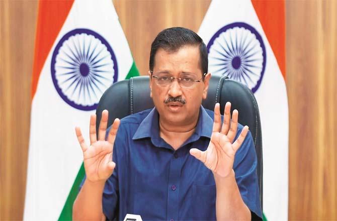 Delhi Chief Minister Arvind Kejriwal during a digital press conference.Picture:PTI