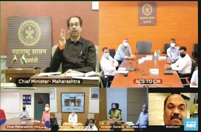 Chief Minister uddhav Thackeray inaugurating the facility provided to the citizens online.Picture:Inquilab