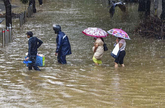 An underwater road in the Parel area.Picture:PTI