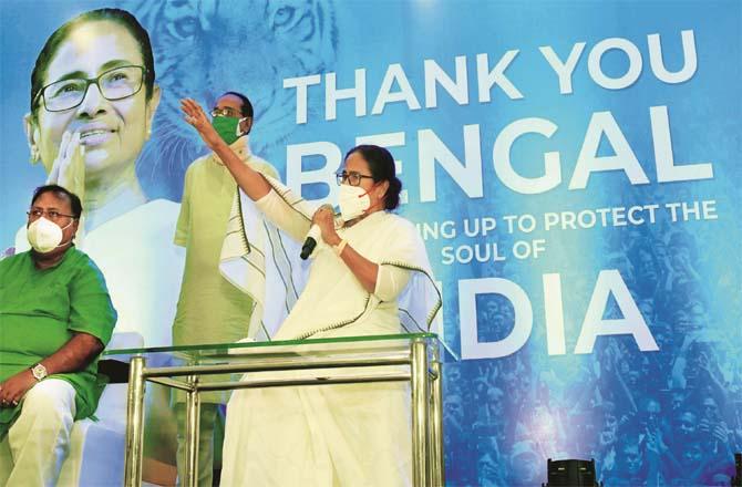 Mamata Banerjee on Monday thanked the people of West Bengal and also addressed a press conference.Picture:PTI