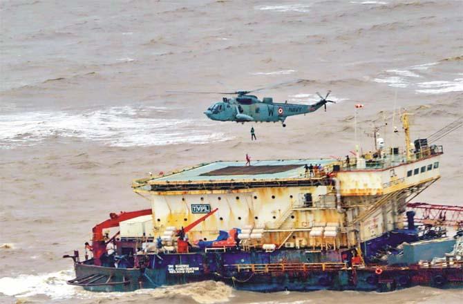 The navy`s rescue operation continued on Thursday.Picture:PTI