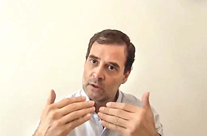 Former Congress President Rahul Gandhi during an online press conference.Picture:PTI