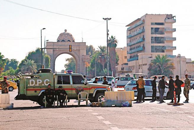  Baghdad: Strict security arrangements outside the Prime Minister`s Office green zone after the attack..Picture:AB ,PTI