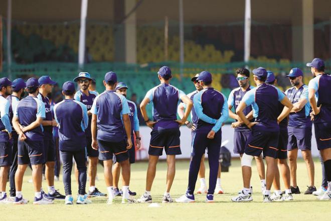Indian players discuss Test strategy at Green Park.Picture:INN