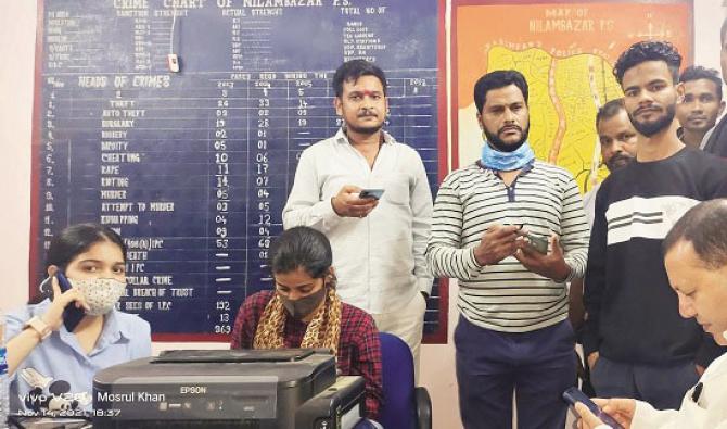 Samradhi and Sorna at the police station.Picture:INN