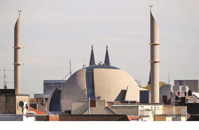 The main mosque in Cologne, Germany`s largest mosque, was opened to worshipers in the year 2019.