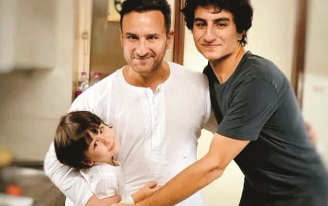 Saif Ali Khan with his sons Ibrahim and Timur.Picture:INN