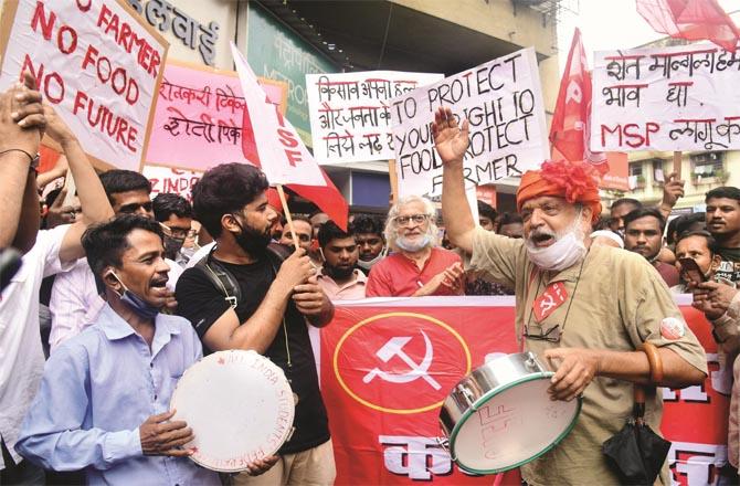There have been several protests in Mumbai in support of farmers and against the black agricultural law. (File photo)