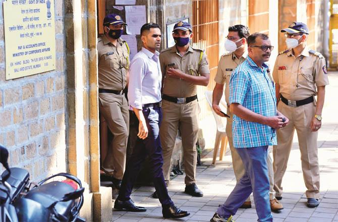 NCB officer Sameer Wankhede walks out of the Narcotics Control Bureau office. (PTI)