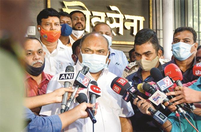 Anil Prabhu talking to reporters before attending the ED`s office. (PTI)