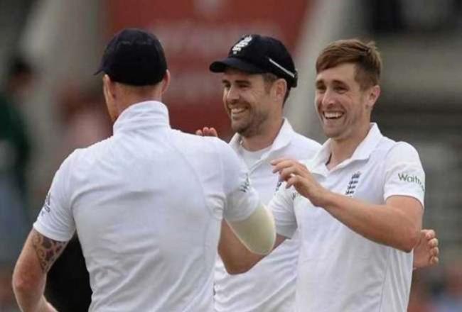 Congratulations to England bowler Chris Woakes on taking the wicket.Picture:INN