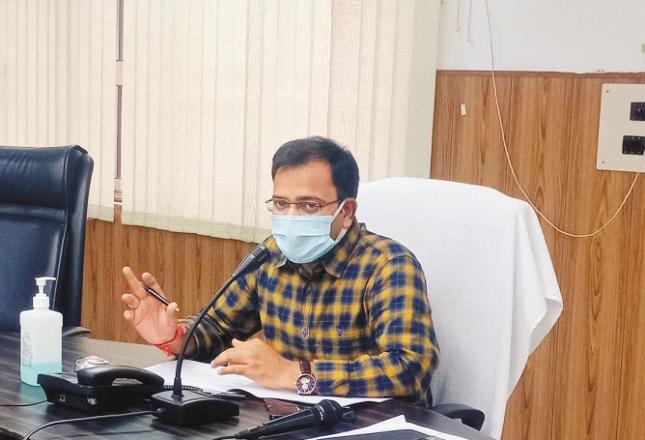 District Magistrate Ramesh Ranjan during a meeting at the Collectorate Auditorium..Picture:INN