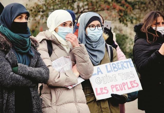 A scene from the protest against the hijab ban in Paris.Picture:INN