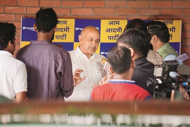  Manish Sisodia talking to media person .Picture:PTI