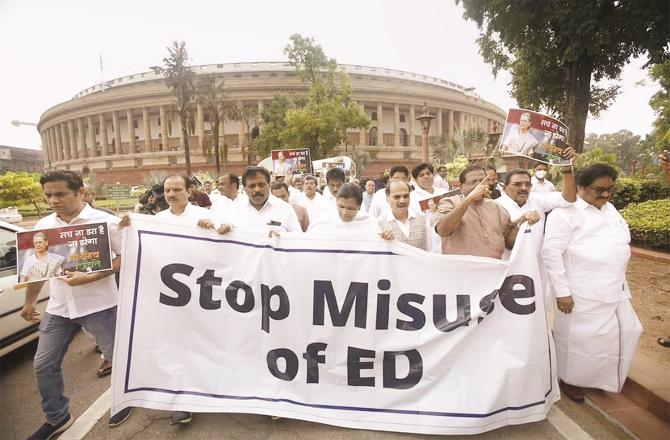 There is also a strong protest in Parliament against the misuse of investigative agency ED
