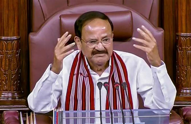 Outgoing Chairman of Rajya Sabha and Vice President of the country M Venkaiah Naidu.Picture:PTI