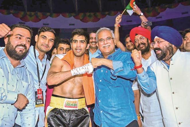 After Vijender Singh Ghasna`s victory over the boxer.Picture:PTI