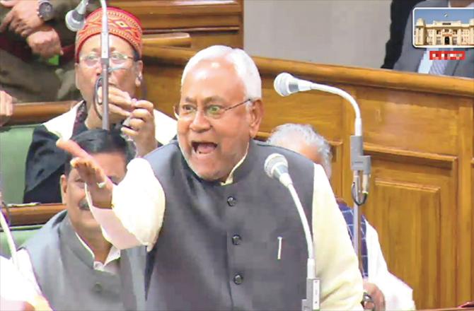 Chief Minister Nitish Kumar expressed his displeasure at the opposition in the Bihar Assembly. (PTI)